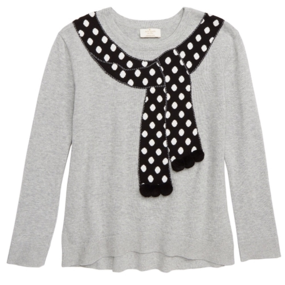 Kate Spade New York Girls 10 Trompe L’Oeil Pom Pom Sweathr